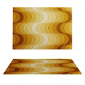 Wavy Pattern Square Rug in Yellow Brown and Cream Tones for Home Decor