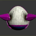 Smart Machine With Spherical Design Pink Ears Blue Face And Glowing Pixel Smiley