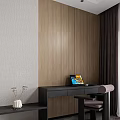 Hotel Room Interior Featuring Twin Beds White Linens Bedside Lamps Sofa And Wooden Accent Wall
