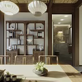 Traditional Tea Room Interior Design With Wooden Table Chairs Pendant Lights And Natural Light