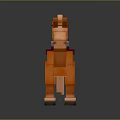 Stylized Pixel Art Orange Horse Creature Character in 3D Digital Game Render 3d model
