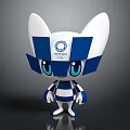 Cartoon Olympic Mascot Character With Blue White Design Cat Like Look And Big Eyes