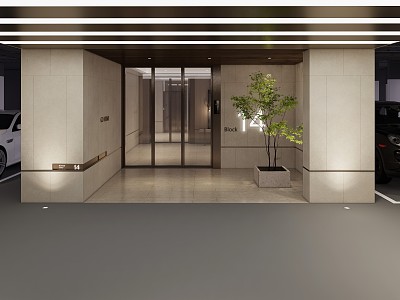 Modern Basement Elevator Hall 3d model