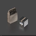 Patterned Paper Bag And Black Striped Label Box For Daily Living Supplies