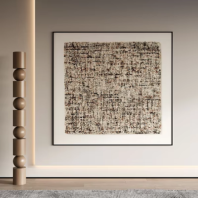 Abstract Textured Painting With Black Frame And Decorative Column In Modern Interior 3d model