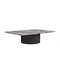 Modern Minimalist Coffee Table With Marble Top And Black Cylindrical Base 3d model
