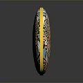 Intricate Round Carved Sculpture With Floral Patterns And Colorful Bird Motifs