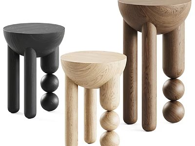 Modern Plant Stands With Round Tops Spherical Accents And Cylindrical Legs In Black Light Brown 3d model