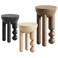 Modern Plant Stands With Round Tops Spherical Accents And Cylindrical Legs In Black Light Brown