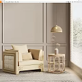 Modern single sofa side table combination 3d model