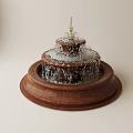 Ornamental Three Tiered Garden Fountain With Brown Base Flowing Water And Statue On Top