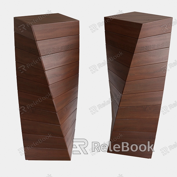 Silent raw wood twisted side cabinet model