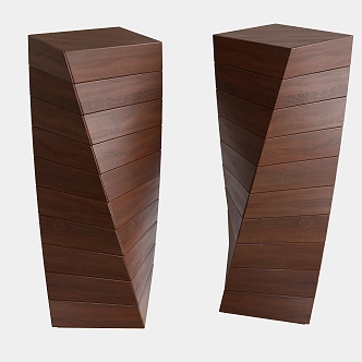 Silent raw wood twisted side cabinet 3d model