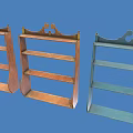 Vintage Wooden Storage Shelves With Decorative Tops In Different Colors For Home Decor