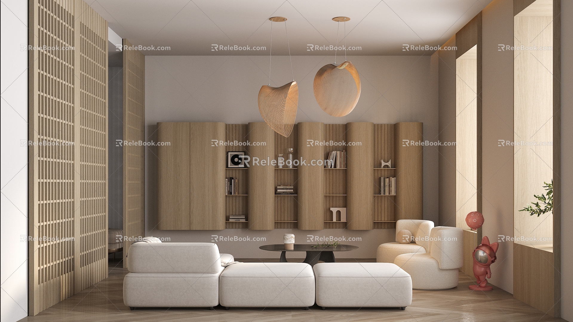 Home decoration living room large flat floor 3d model