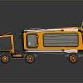 Orange and Black Utility Vehicle With Modern Design Large Windows Roof Equipment And Large Tires