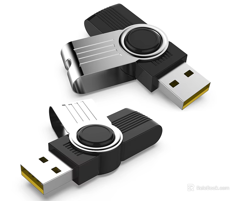 Portable USB Flash Drives With Rotating Design And Metal Black Casing For Digital Storage 3d model 