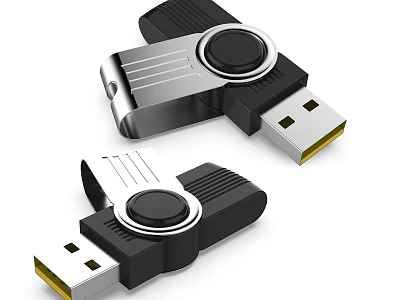 Portable USB Flash Drives With Rotating Design And Metal Black Casing For Digital Storage 3d model