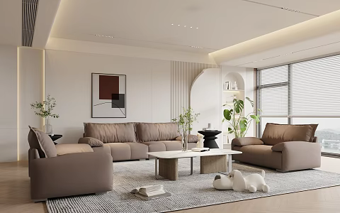 Modern living room sofa coffee table combination 3d model