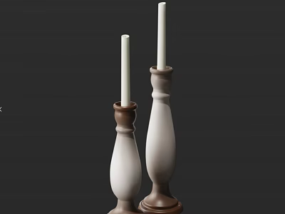 Elegant Classic Two Piece Candle Holders With White And Brown Design For Home Decor 3d model