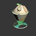 Delicious Layered Dessert in Transparent Glass with Cream Lemon Slice and Green Leaf