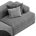 Modern Gray Fabric Sectional Sofa With Throw Pillows And Soft Blanket 3d model