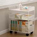 White Multi Layer Storage Rack With Wheels Books And Small Decor Items 3d model