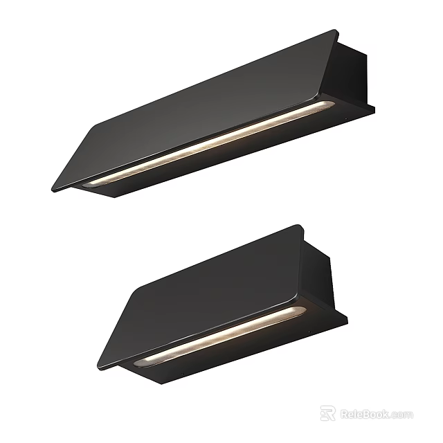 Modern Black Wall Sconces Pair With Illuminated LED Light Strips Design 3d model
