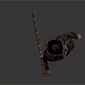 Pirate Character Wearing Tricorn Hat Carrying Musket And Long Coat