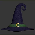 Purple Witch Hat With Green Band And Yellow Crescent Decoration For Daily Use