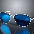 Stylish Aviator Sunglasses With Blue Tinted Lenses And Silver Frame