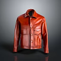 Red Leather Jacket With Classic Style And Functional Pockets And Buttons 3d model