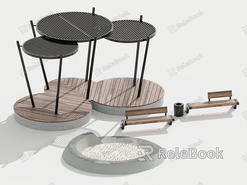 Public equipment outdoor sun shade booth decoration round pit stool model