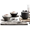 Minimalist Decorative Ornament Set With Ceramic Bowls Marble Trays Glass Cups And Metal Containers