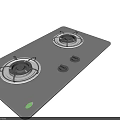 Black Gas Cooktop With Two Burners Design And Knobs For Easy Control Kitchen Appliance 3d model