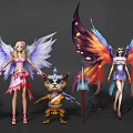 Game And Movie Characters Including Winged Females Cat Warrior White Wolf And Hedgehog Creature