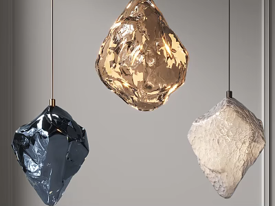 Modern Artistic Pendant Lights With Irregular Glass Shapes And Different Colors 3d model