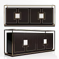Elegant Modern Storage Cabinet With Dark Wood Finish And Geometric Pattern Design
