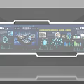 Technology Display Panel Featuring Blue Interface Data Charts Ship Elements And Data Visualization