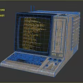 Old Vintage Portable Computer Featuring Code Display Screen Keyboard Antennas and Control Buttons 3d model