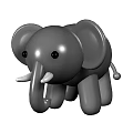 Cute Gray Elephant Doll with Big Ears White Tusks and Round Body