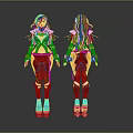 Two Female Characters With Long Black Purple Hair In Tight Pink Black Creature Outfits