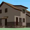 Detached House With Solar Panels Stone Chimney Wooden Deck And Large Windows