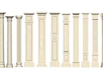 Various Classical Roman Columns With Decorative Details And Stone Finishes 3d model