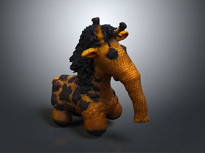 Knitted Giraffe Furniture Decor Toy With Orange And Black Spots Pattern 3d model