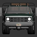 Green Vintage Utility Pickup Truck With Open Bed Carrying Cargo Boxes