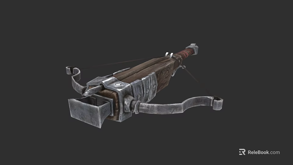 Medieval Crossbow Weapon With Metal Components And Wooden Frame Design 3d model 