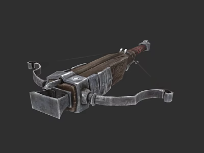 Medieval Crossbow Weapon With Metal Components And Wooden Frame Design 3d model