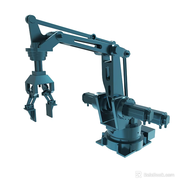 Industrial Robotic Arm Mechanical Design With Gripper Claw And Stable Base 3d model