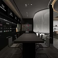 Modern Minimalist Retail Store Interior With Dark Display Cabinets Long Table And Recessed Lighting
